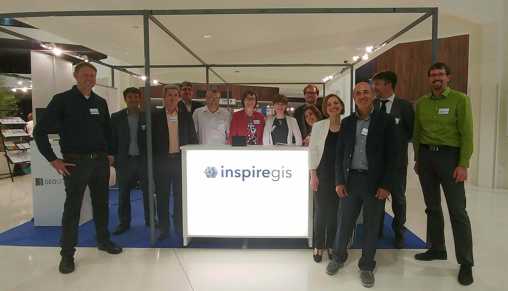 The INSPIRE GIS partners at our joint booth, together with some JRC staff